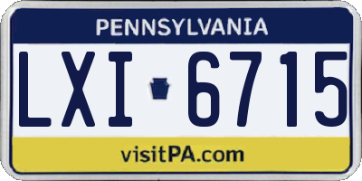 PA license plate LXI6715