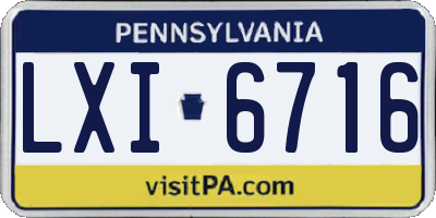 PA license plate LXI6716