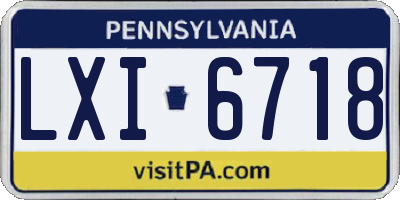 PA license plate LXI6718
