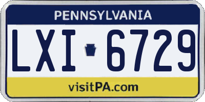 PA license plate LXI6729