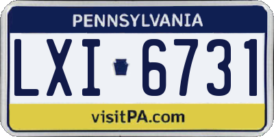 PA license plate LXI6731