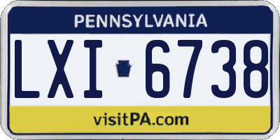 PA license plate LXI6738