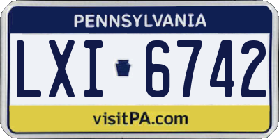 PA license plate LXI6742