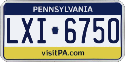 PA license plate LXI6750