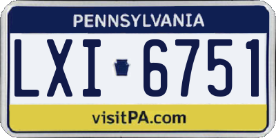PA license plate LXI6751