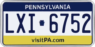 PA license plate LXI6752