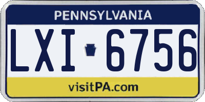 PA license plate LXI6756