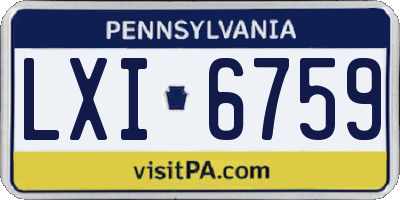 PA license plate LXI6759