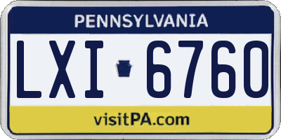 PA license plate LXI6760