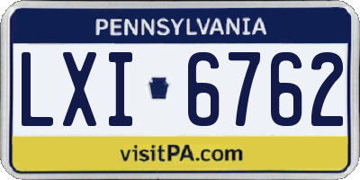 PA license plate LXI6762