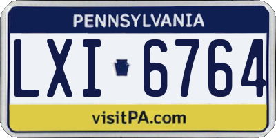 PA license plate LXI6764