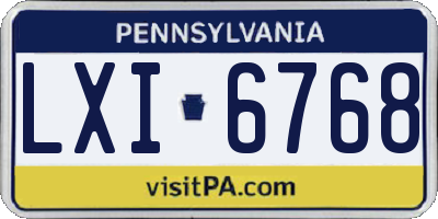 PA license plate LXI6768