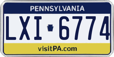 PA license plate LXI6774