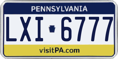 PA license plate LXI6777