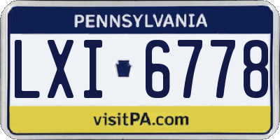 PA license plate LXI6778