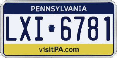 PA license plate LXI6781