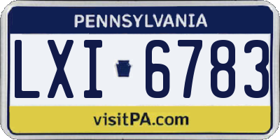 PA license plate LXI6783