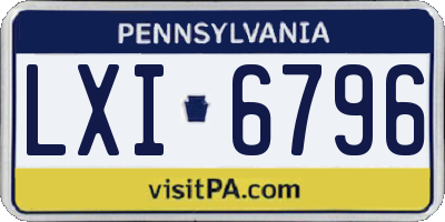 PA license plate LXI6796