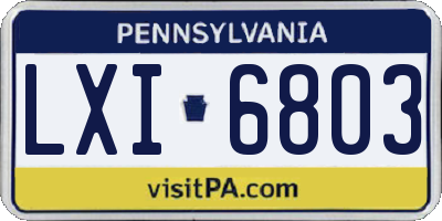 PA license plate LXI6803