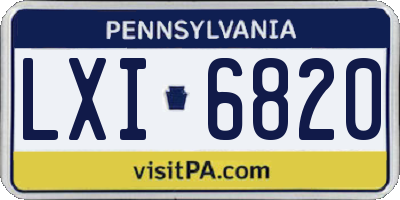 PA license plate LXI6820