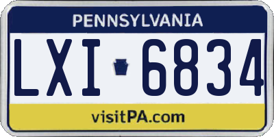 PA license plate LXI6834