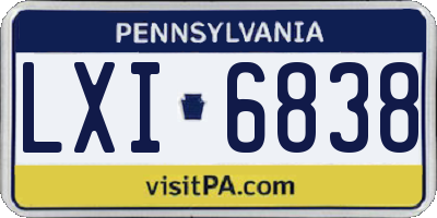 PA license plate LXI6838