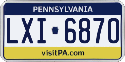 PA license plate LXI6870
