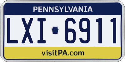 PA license plate LXI6911