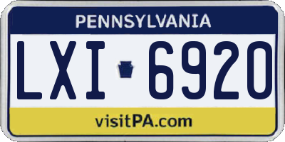 PA license plate LXI6920