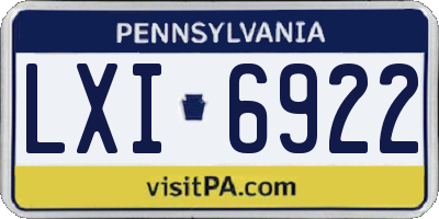 PA license plate LXI6922