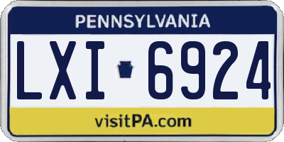 PA license plate LXI6924