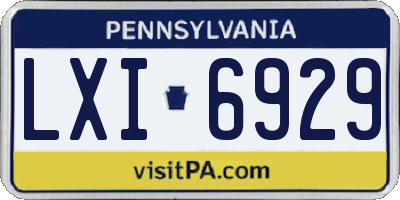 PA license plate LXI6929