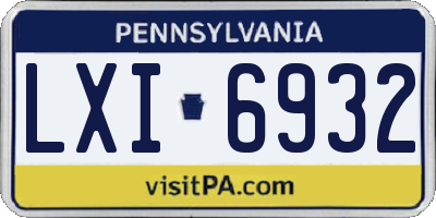 PA license plate LXI6932