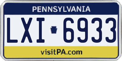 PA license plate LXI6933