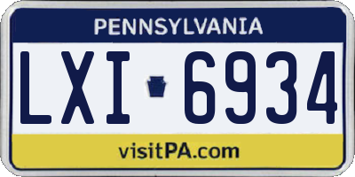 PA license plate LXI6934