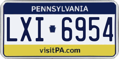 PA license plate LXI6954
