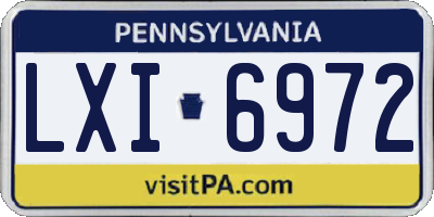 PA license plate LXI6972