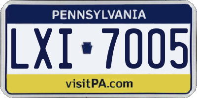 PA license plate LXI7005