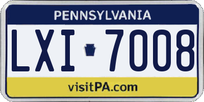PA license plate LXI7008