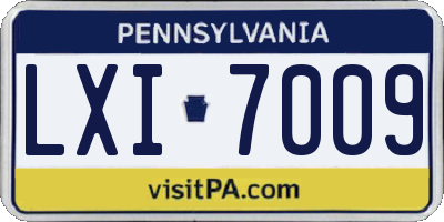 PA license plate LXI7009