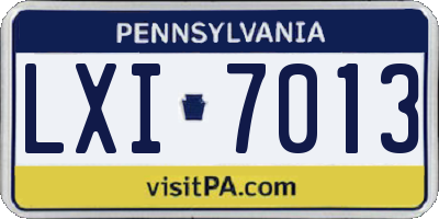 PA license plate LXI7013