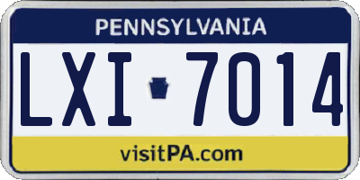 PA license plate LXI7014