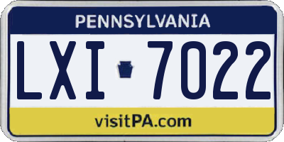 PA license plate LXI7022