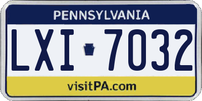 PA license plate LXI7032