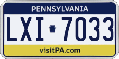 PA license plate LXI7033