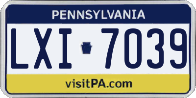 PA license plate LXI7039