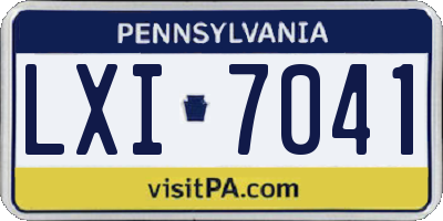 PA license plate LXI7041