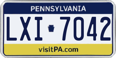 PA license plate LXI7042