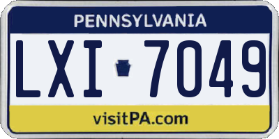 PA license plate LXI7049
