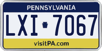 PA license plate LXI7067